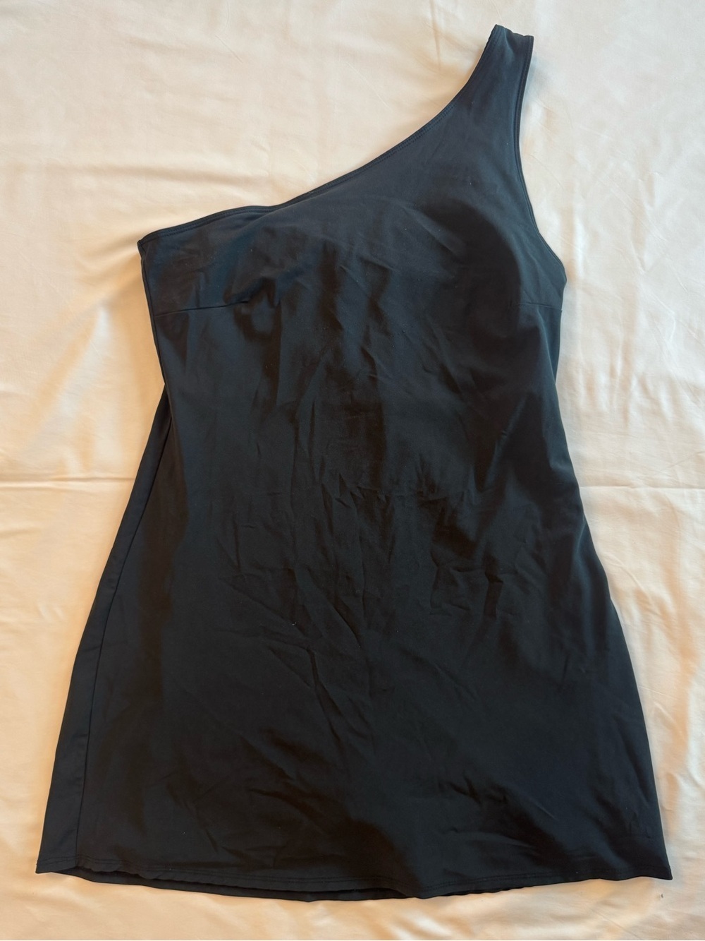 Abercrombie & Fitch YPB One Shoulder Active Dress with Built-In Shorts | Black